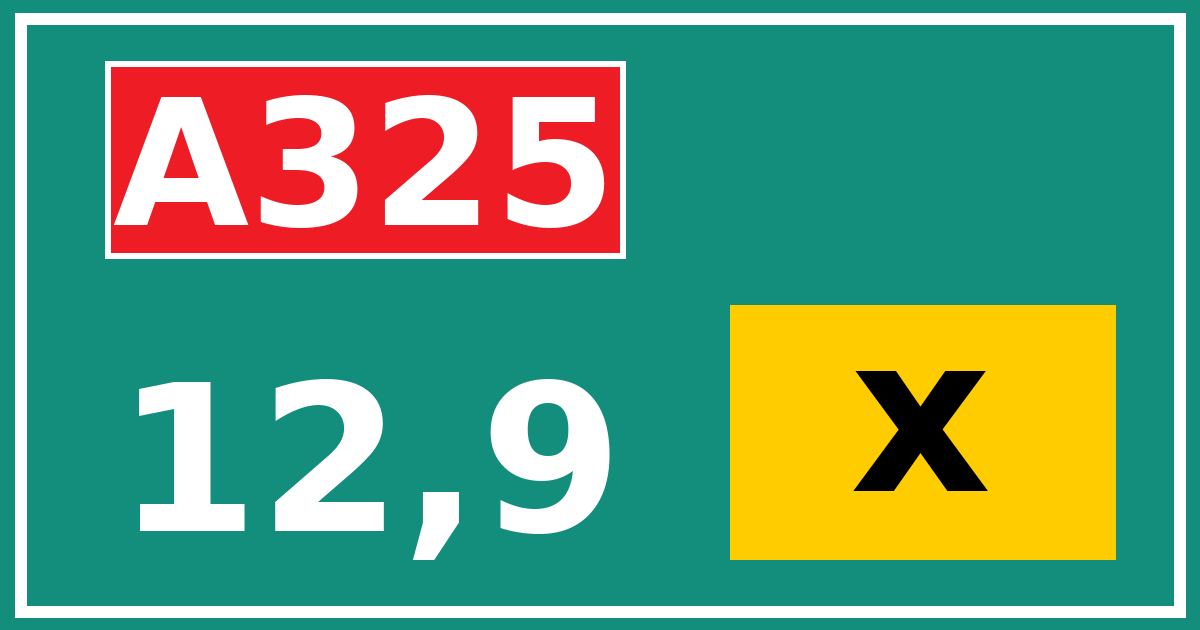 Hectometerbord A325 12,9 letter x