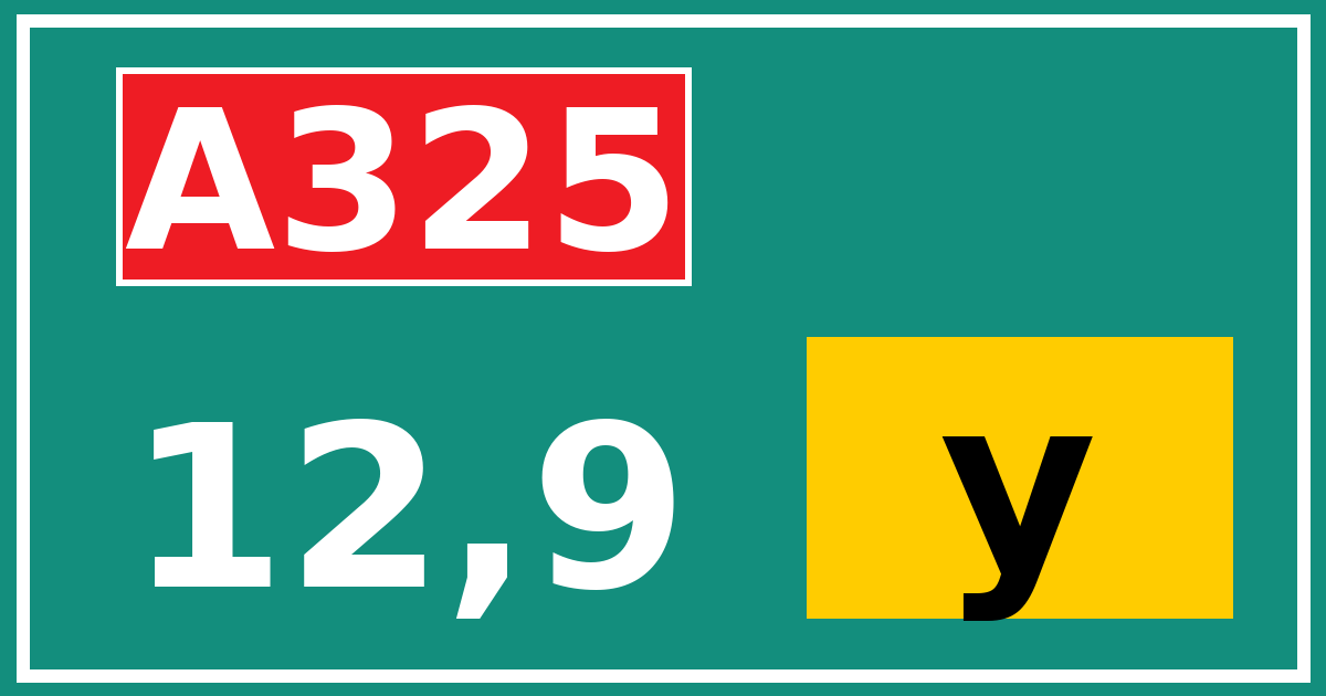 Hectometerbord A325 12,9 letter y