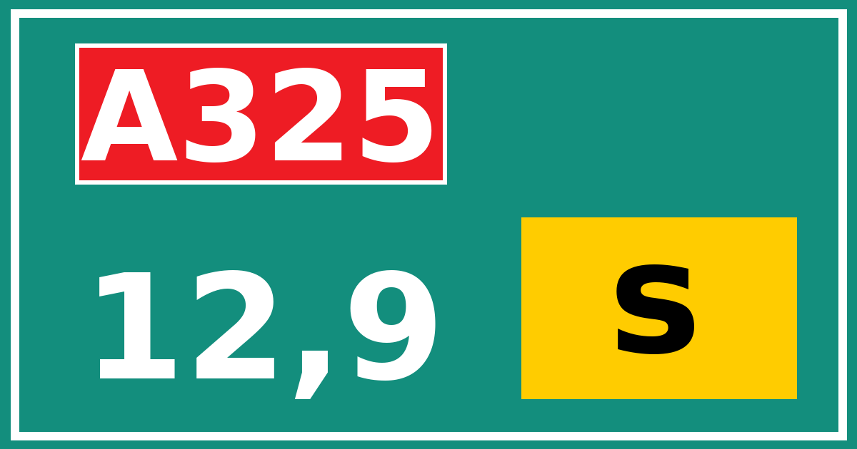 Hectometerbord A325 12,9 letter s