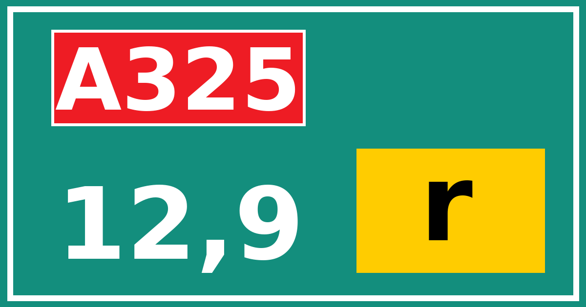 Hectometerbord A325 12,9 letter r