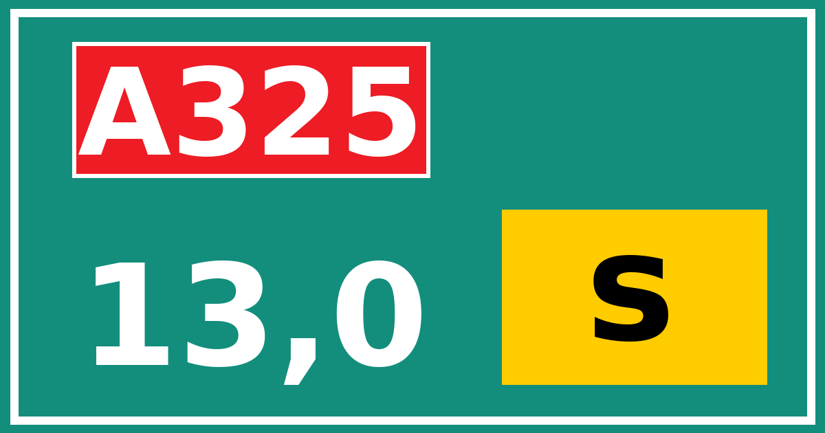 Hectometerbord A325 13,0 letter s