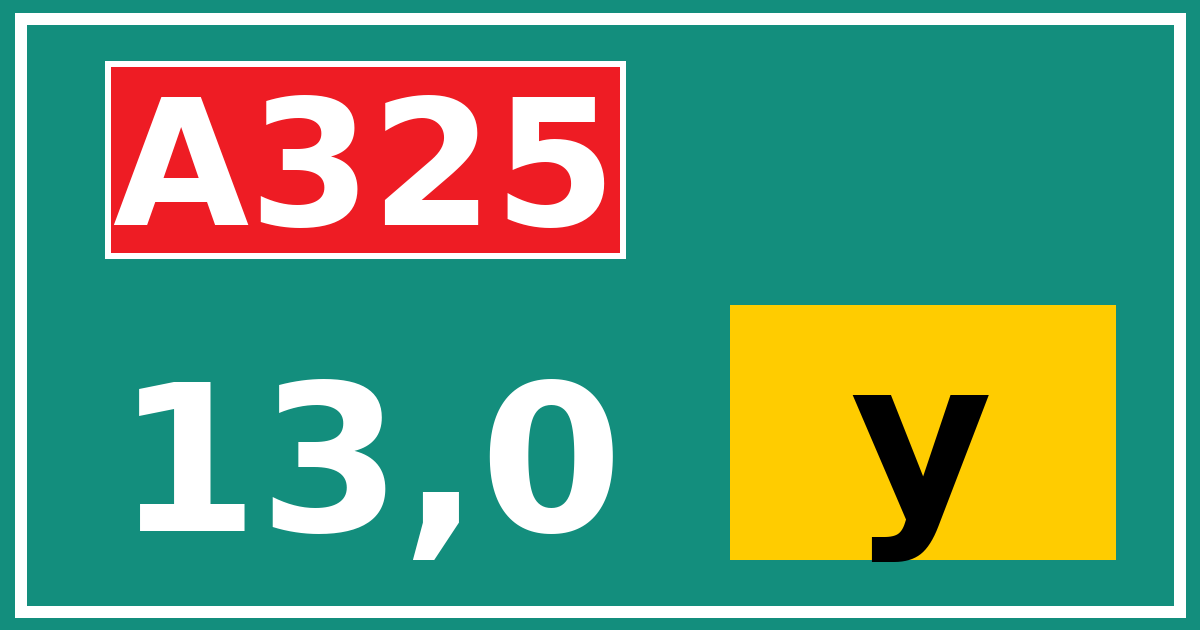 Hectometerbord A325 13,0 letter y