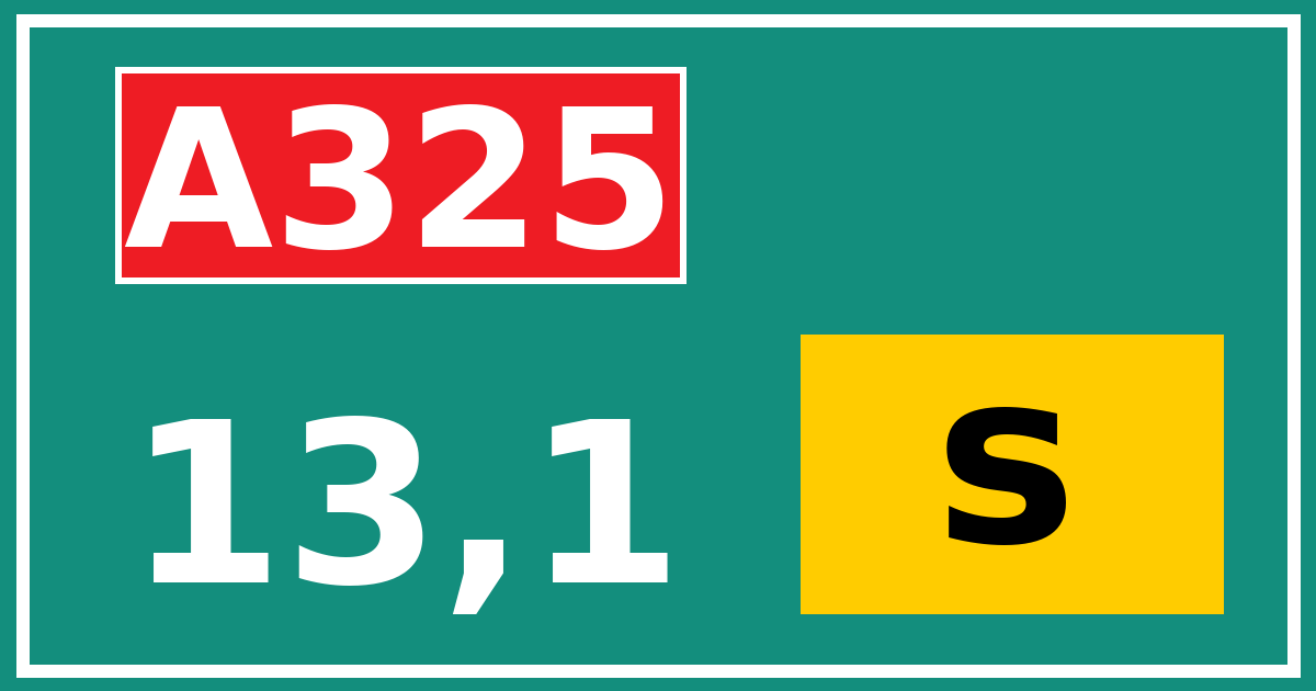 Hectometerbord A325 13,1 letter s