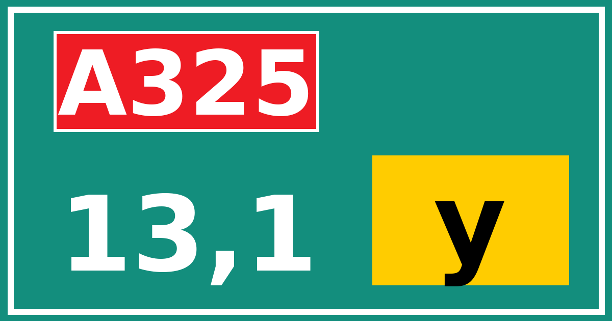 Hectometerbord A325 13,1 letter y