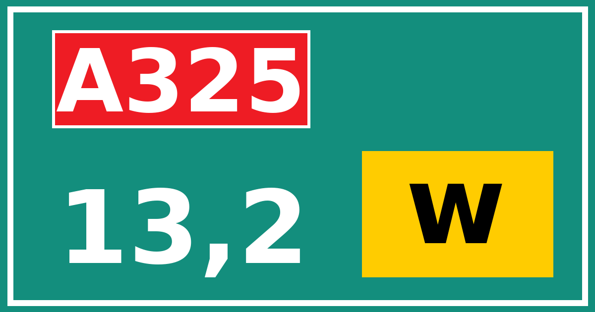 Hectometerbord A325 13,2 letter w