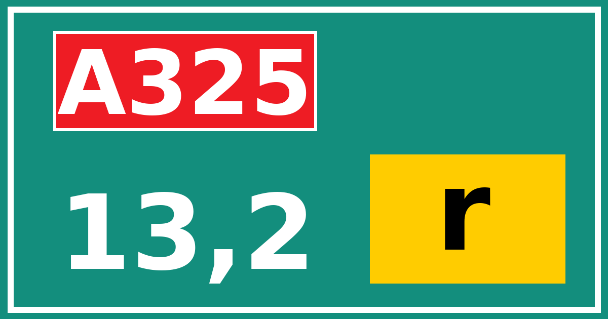 Hectometerbord A325 13,2 letter r