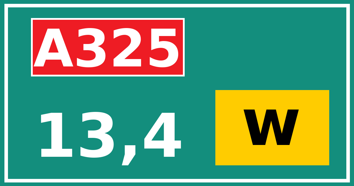 Hectometerbord A325 13,4 letter w