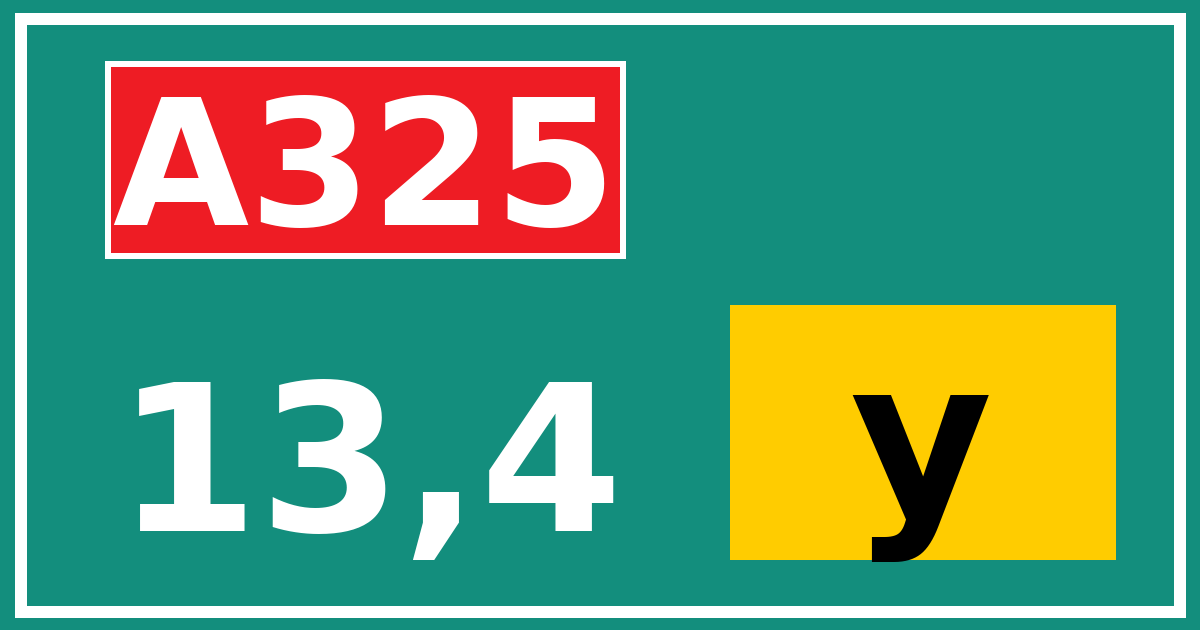 Hectometerbord A325 13,4 letter y