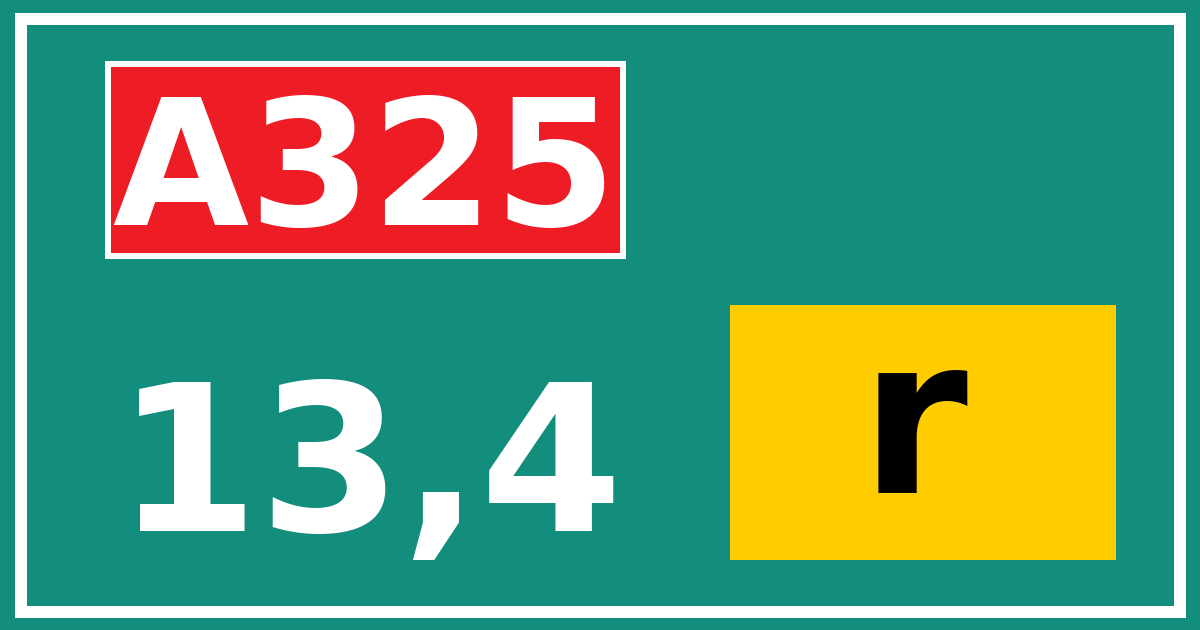 Hectometerbord A325 13,4 letter r