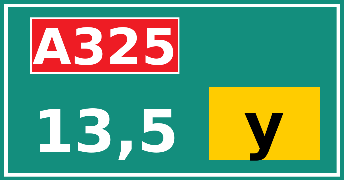 Hectometerbord A325 13,5 letter y