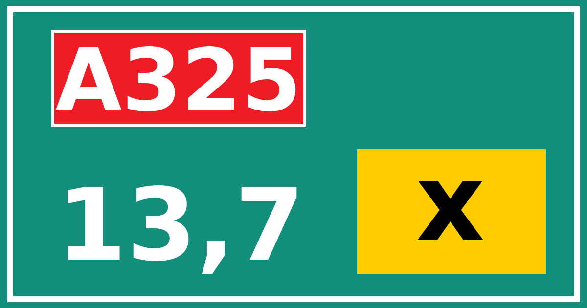 Hectometerbord A325 13,7 letter x