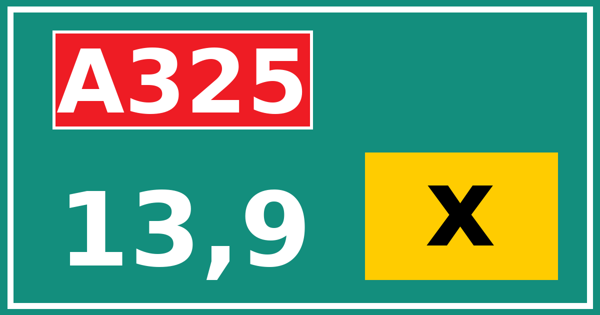 Hectometerbord A325 13,9 letter x