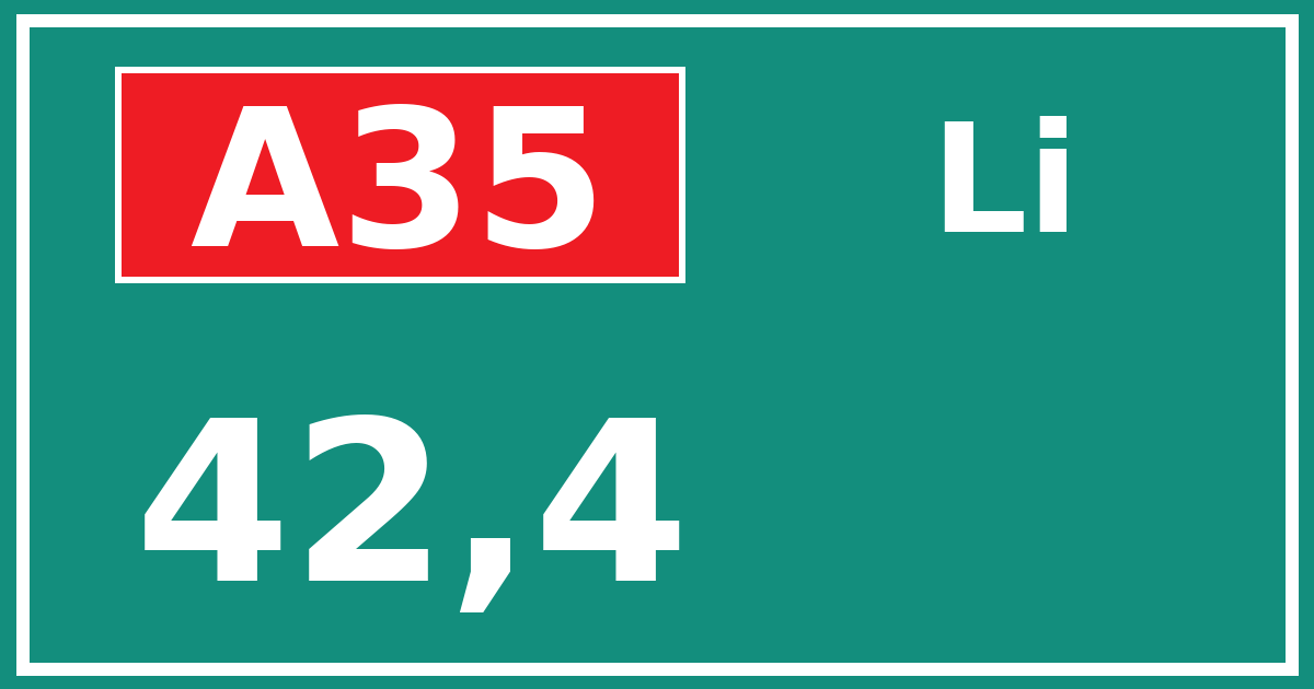 Hectometerbord A35 42,4 zijde Li
