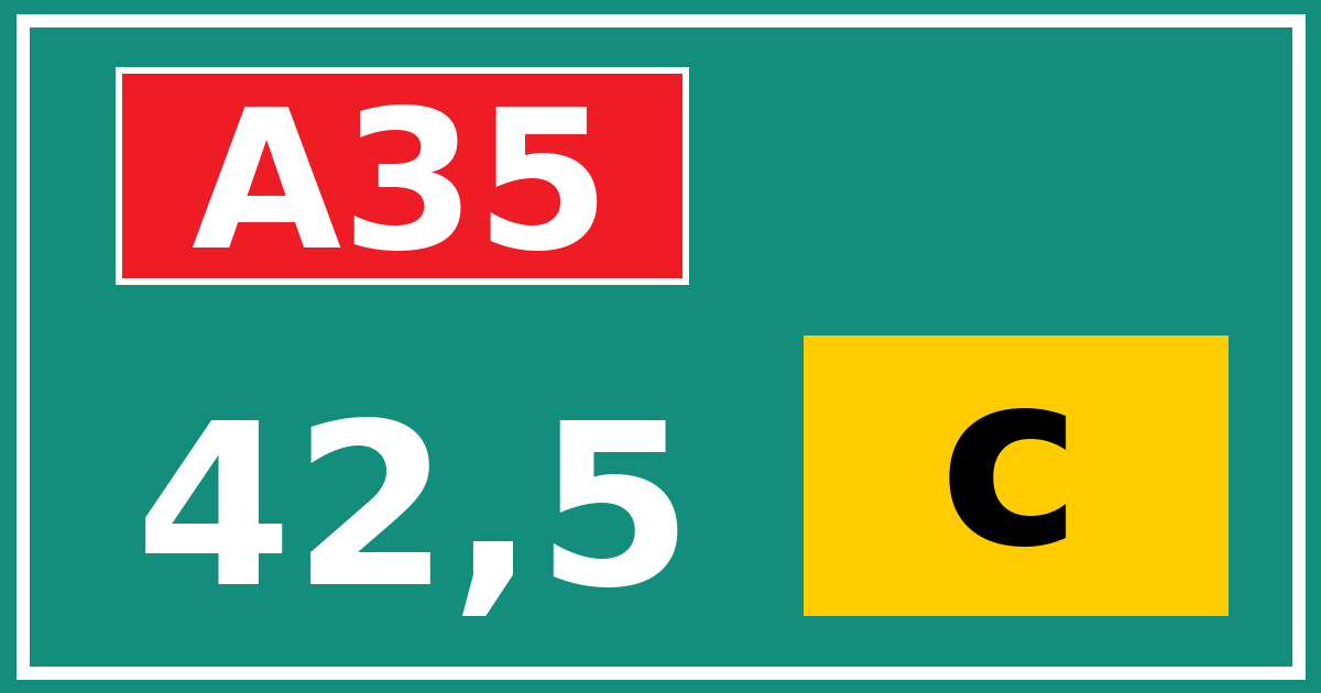 Hectometerbord A35 42,5 letter c