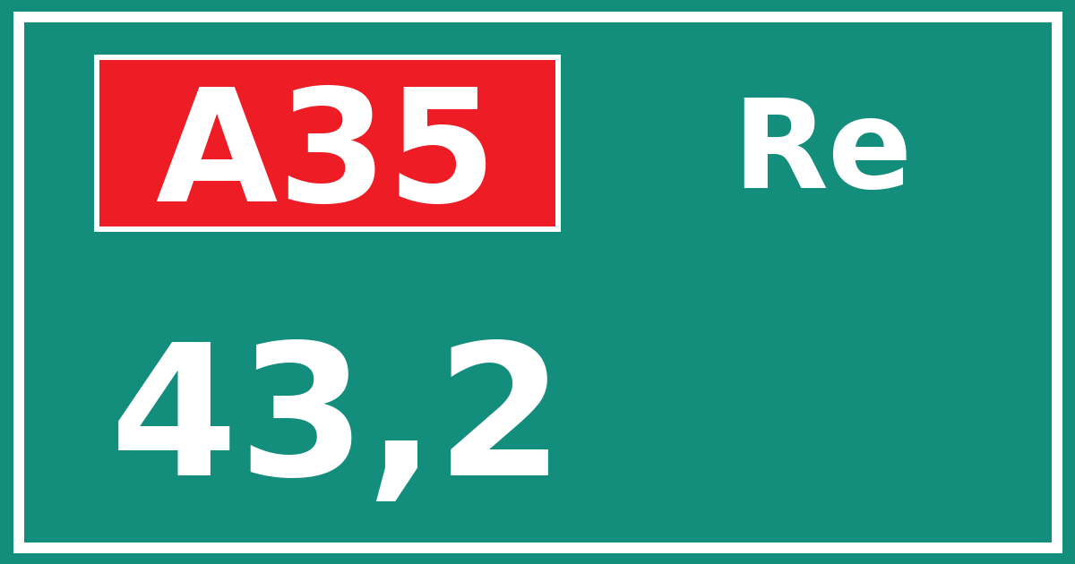 Hectometerbord A35 43,2 zijde Re