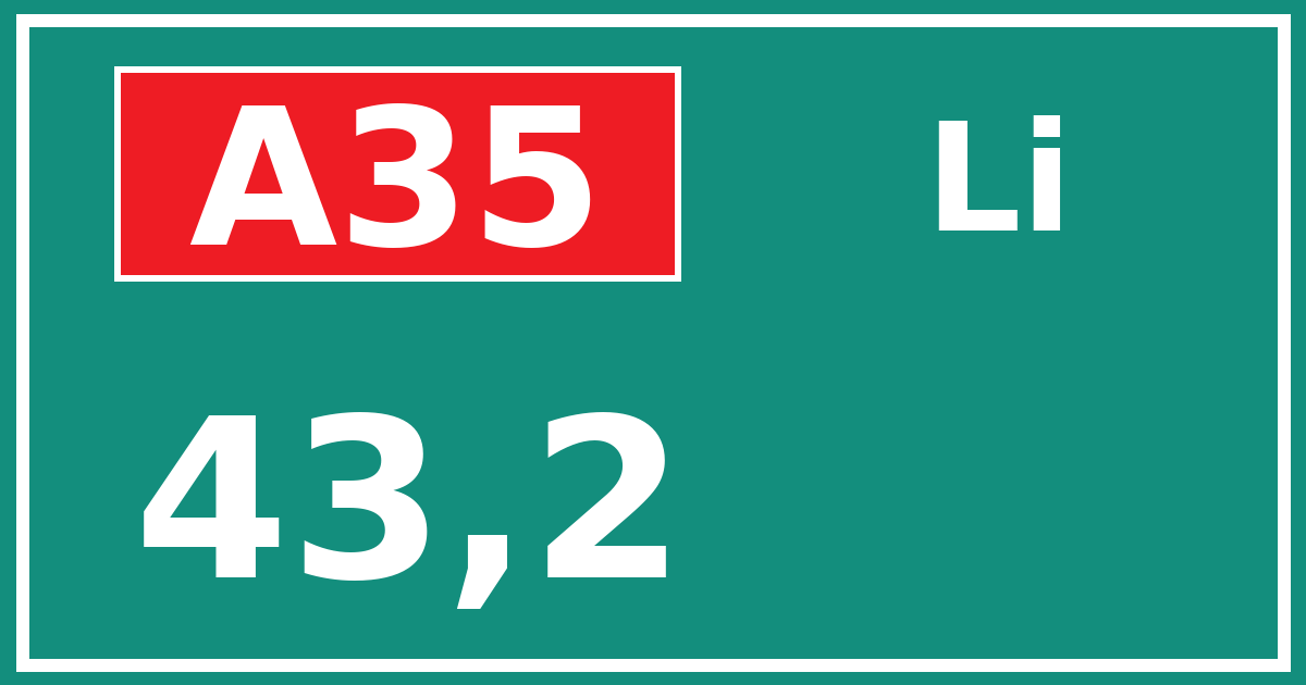 Hectometerbord A35 43,2 zijde Li