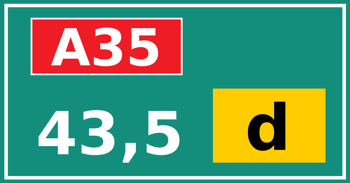 Hectometerbord A35 43,5 letter d