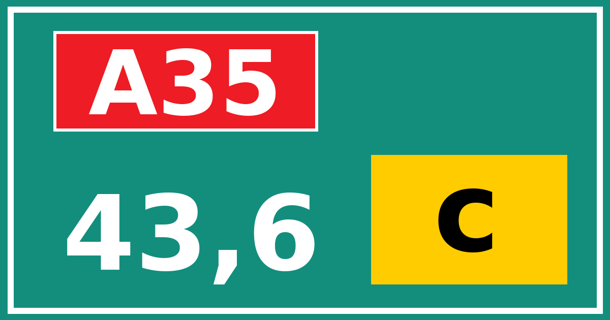 Hectometerbord A35 43,6 letter c