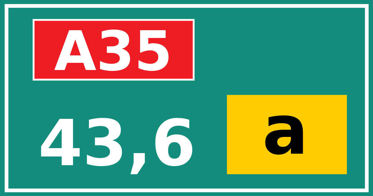 Hectometerbord A35 43,6 letter a