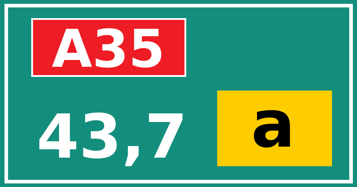 Hectometerbord A35 43,7 letter a