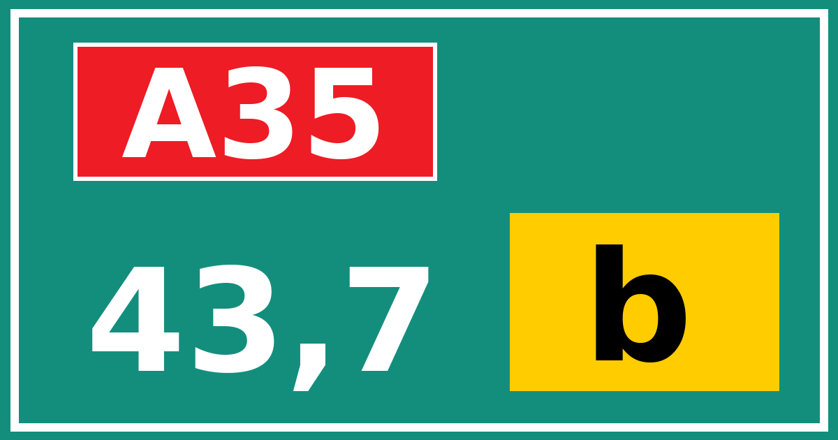 Hectometerbord A35 43,7 letter b