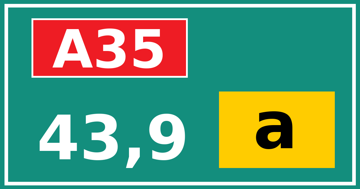 Hectometerbord A35 43,9 letter a
