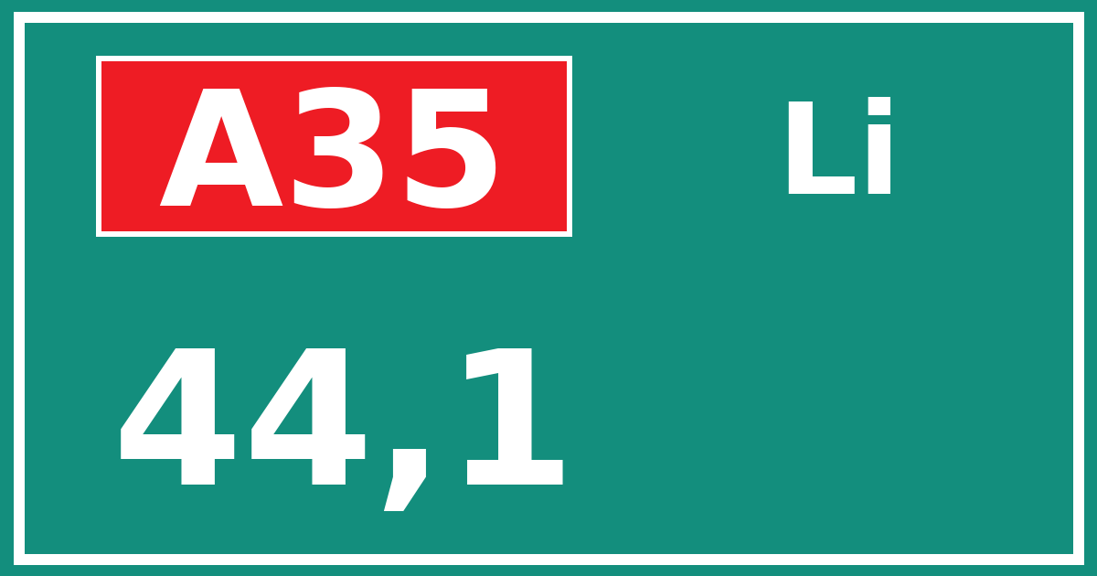 Hectometerbord A35 44,1 zijde Li