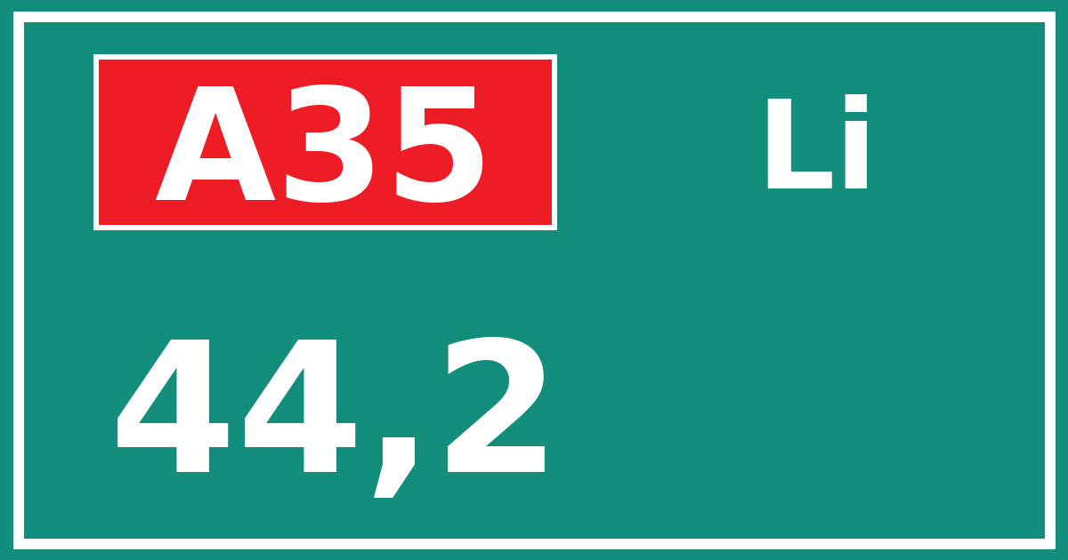 Hectometerbord A35 44,2 zijde Li