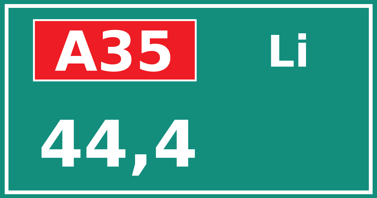 Hectometerbord A35 44,4 zijde Li