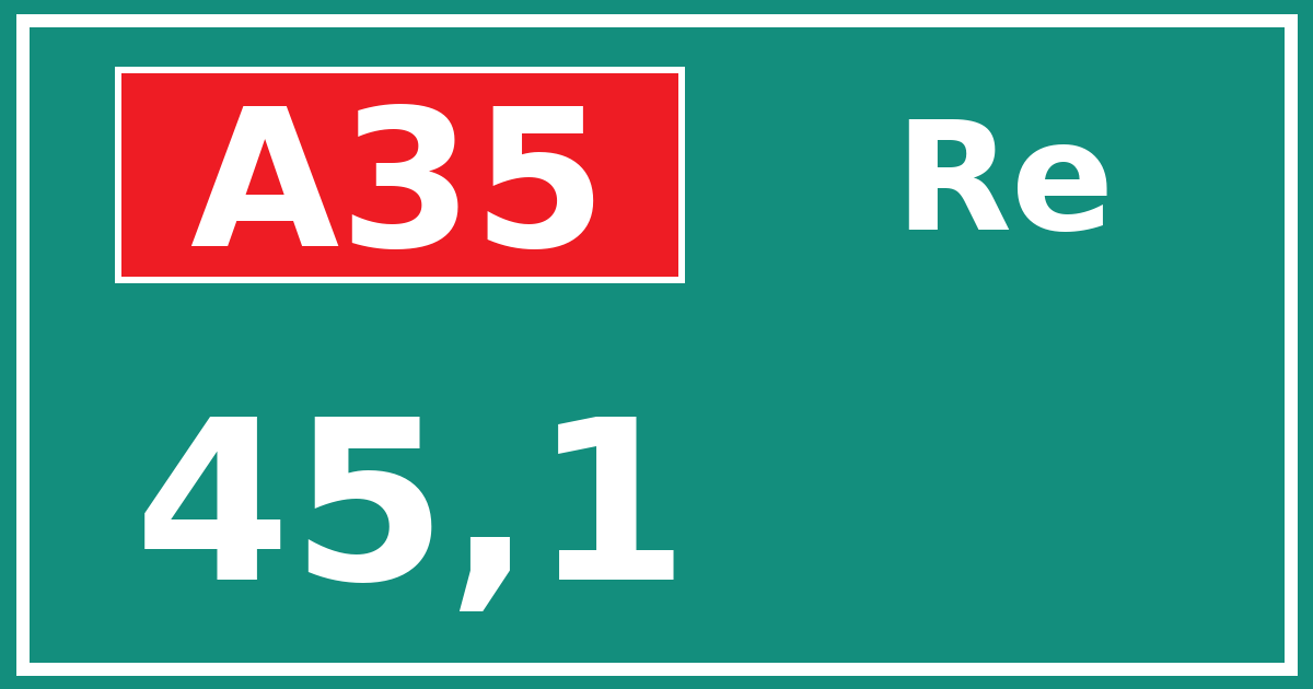 Hectometerbord A35 45,1 zijde Re