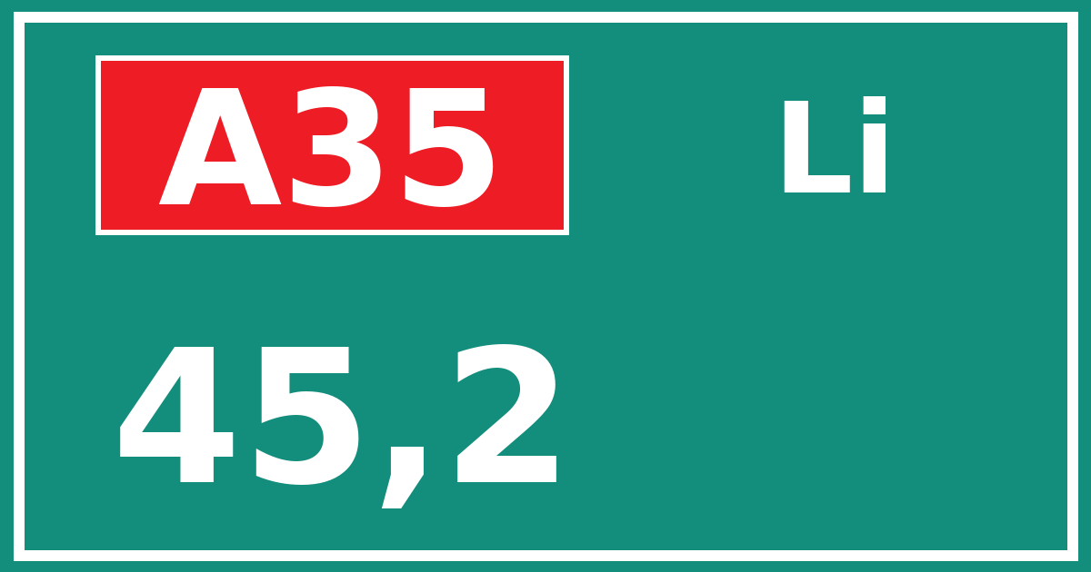 Hectometerbord A35 45,2 zijde Li