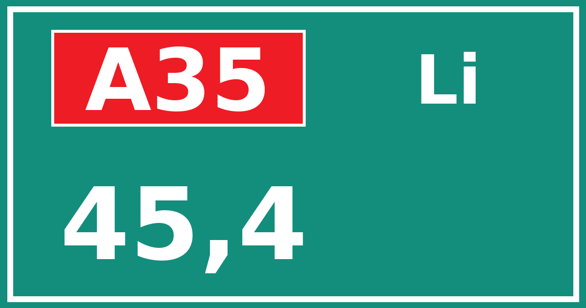 Hectometerbord A35 45,4 zijde Li