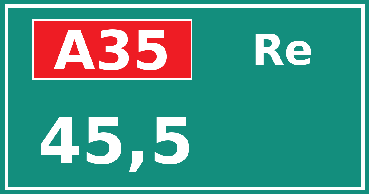 Hectometerbord A35 45,5 zijde Re