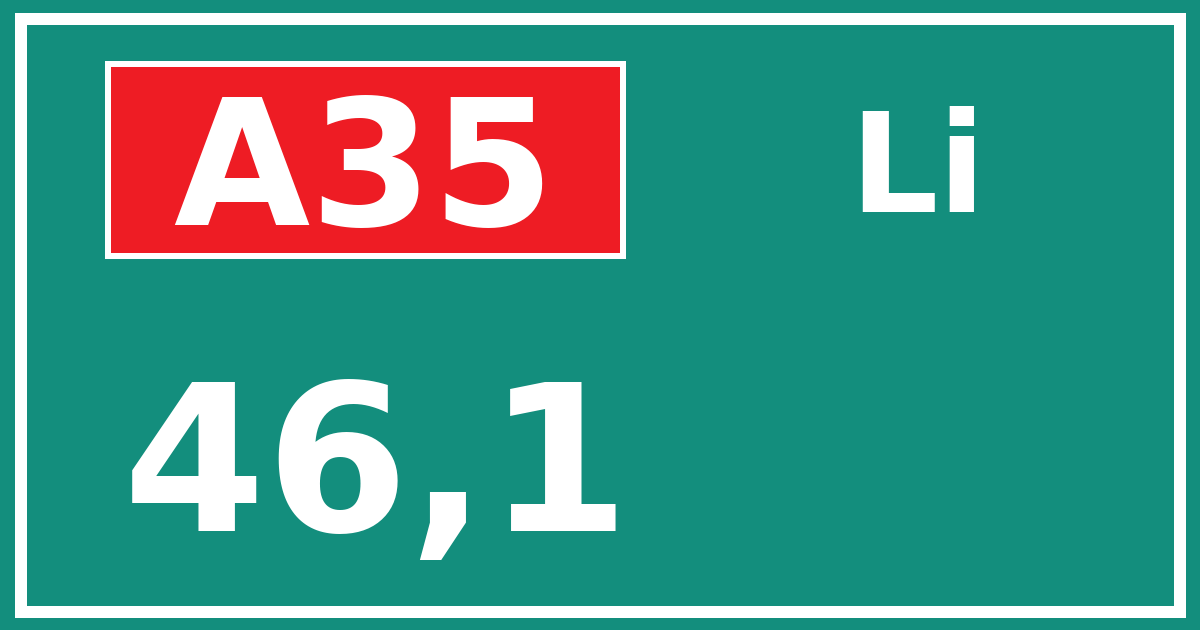 Hectometerbord A35 46,1 zijde Li