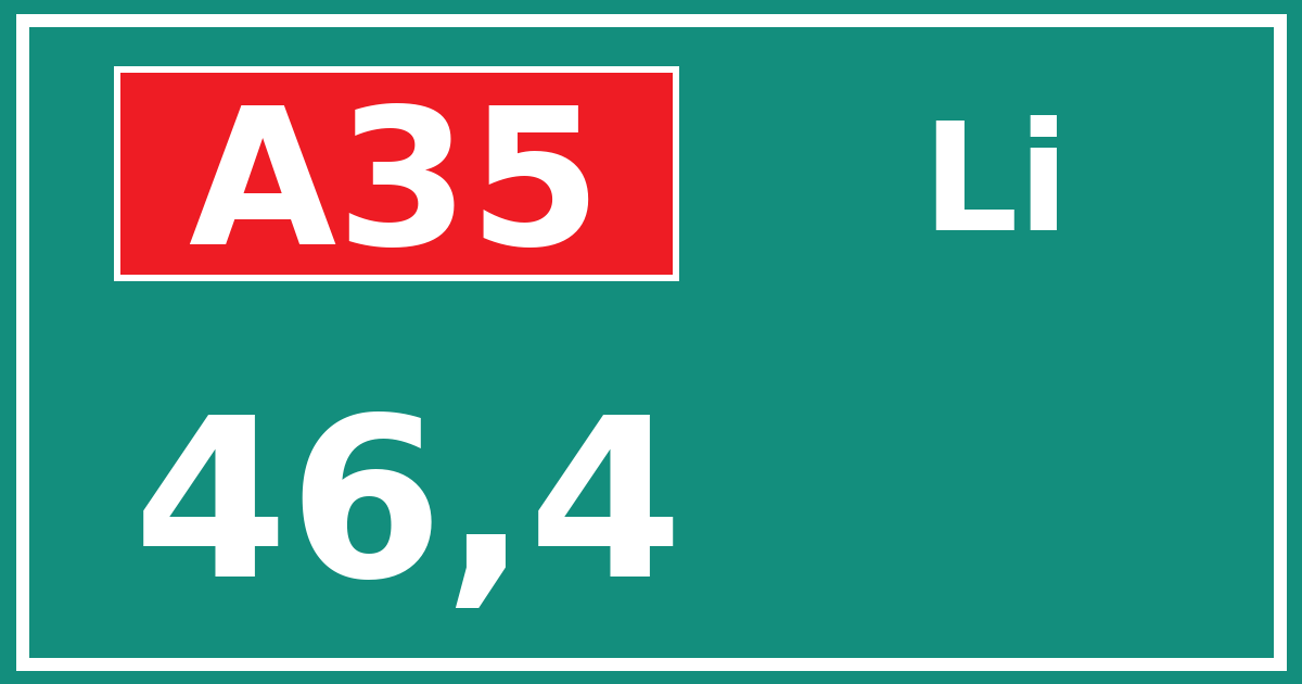 Hectometerbord A35 46,4 zijde Li