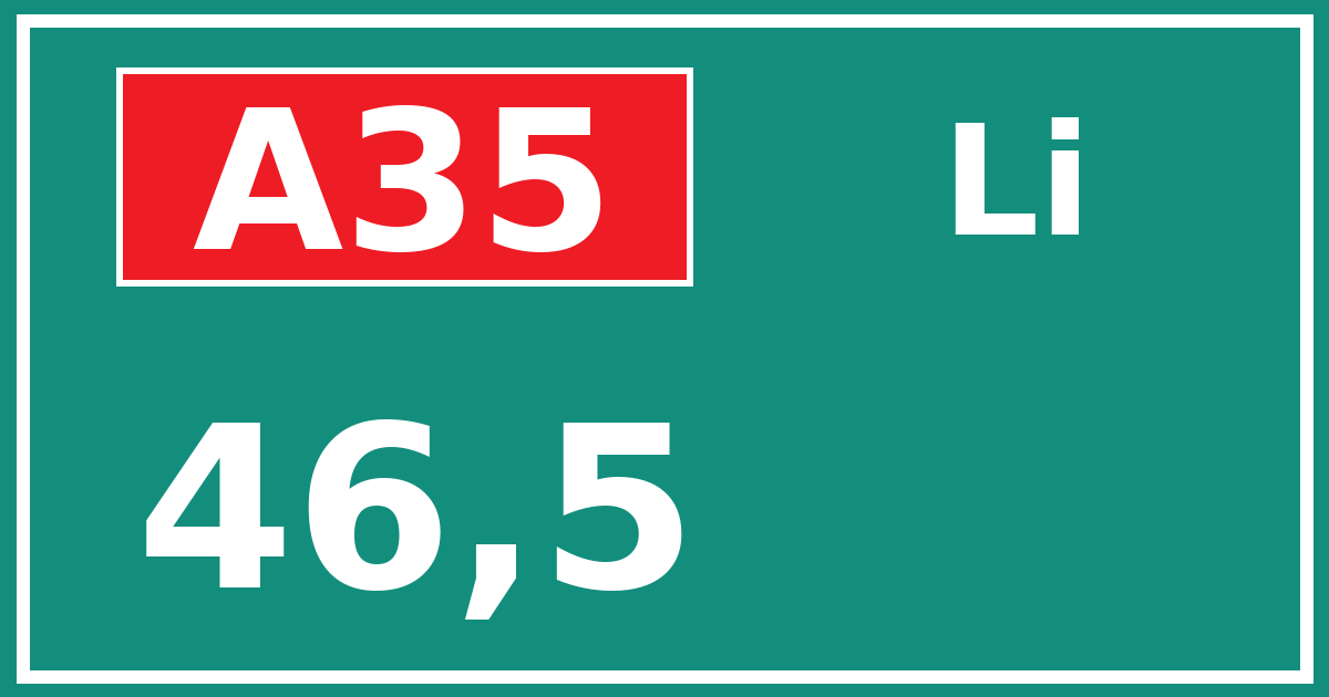 Hectometerbord A35 46,5 zijde Li