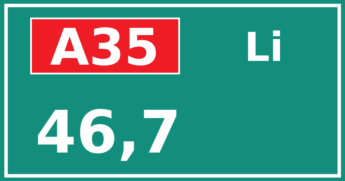 Hectometerbord A35 46,7 zijde Li