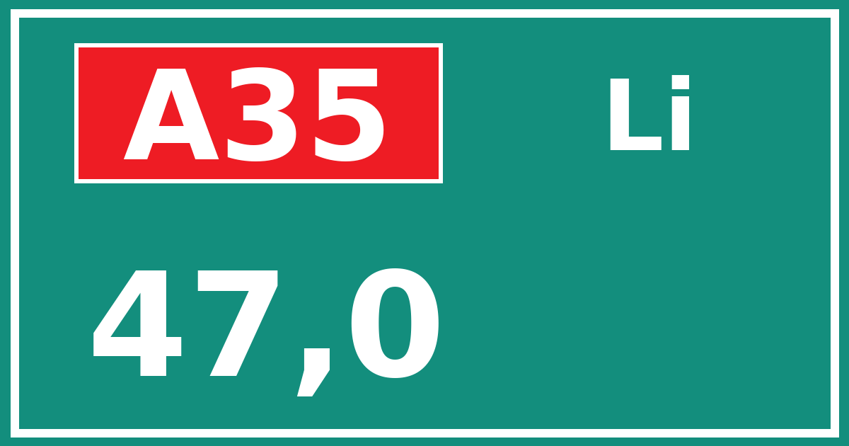 Hectometerbord A35 47,0 zijde Li