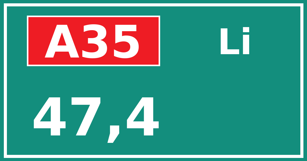 Hectometerbord A35 47,4 zijde Li