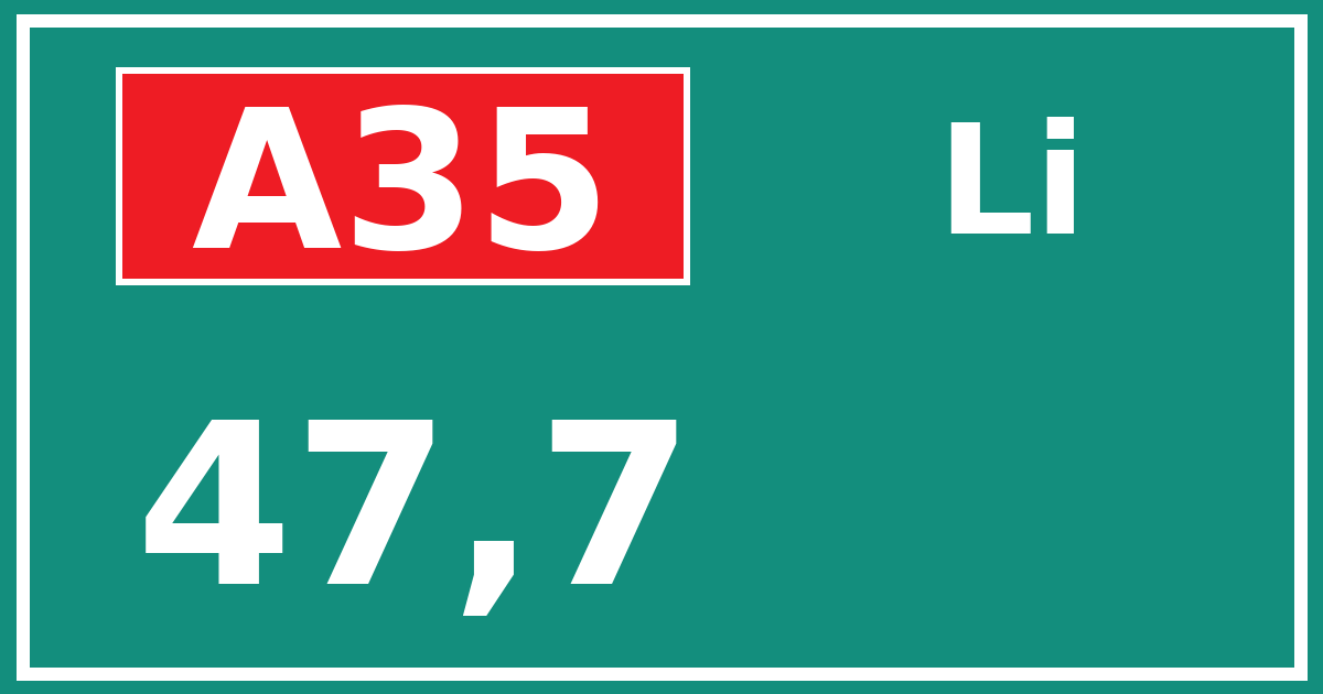 Hectometerbord A35 47,7 zijde Li