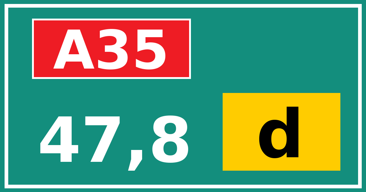 Hectometerbord A35 47,8 letter d