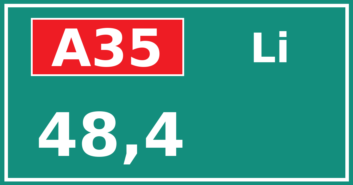 Hectometerbord A35 48,4 zijde Li