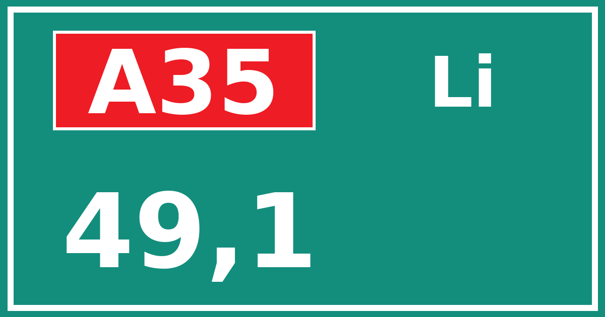 Hectometerbord A35 49,1 zijde Li
