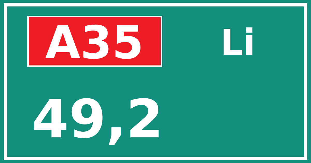 Hectometerbord A35 49,2 zijde Li