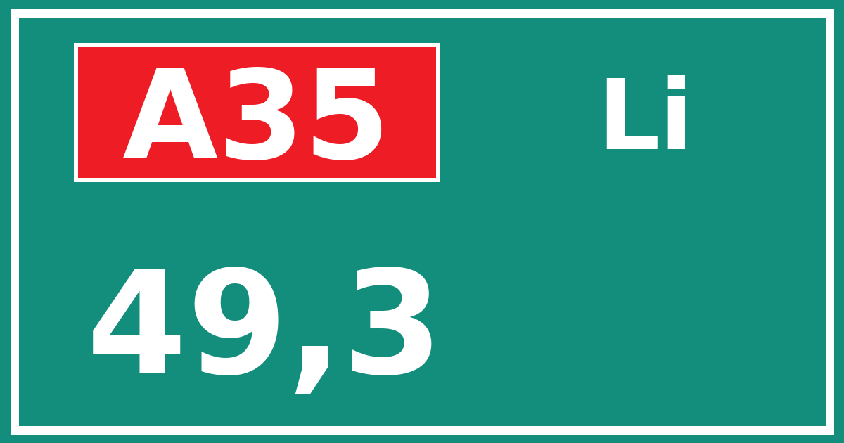 Hectometerbord A35 49,3 zijde Li