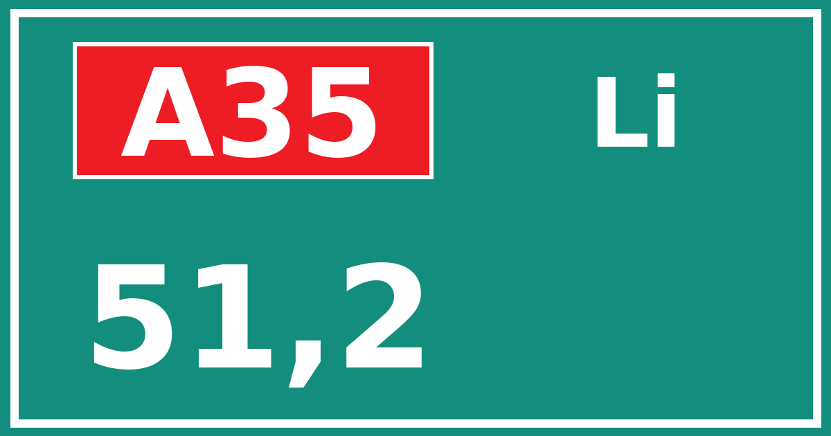 Hectometerbord A35 51,2 zijde Li