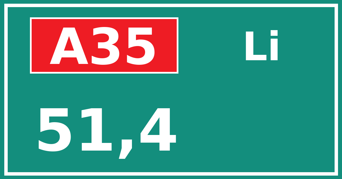 Hectometerbord A35 51,4 zijde Li