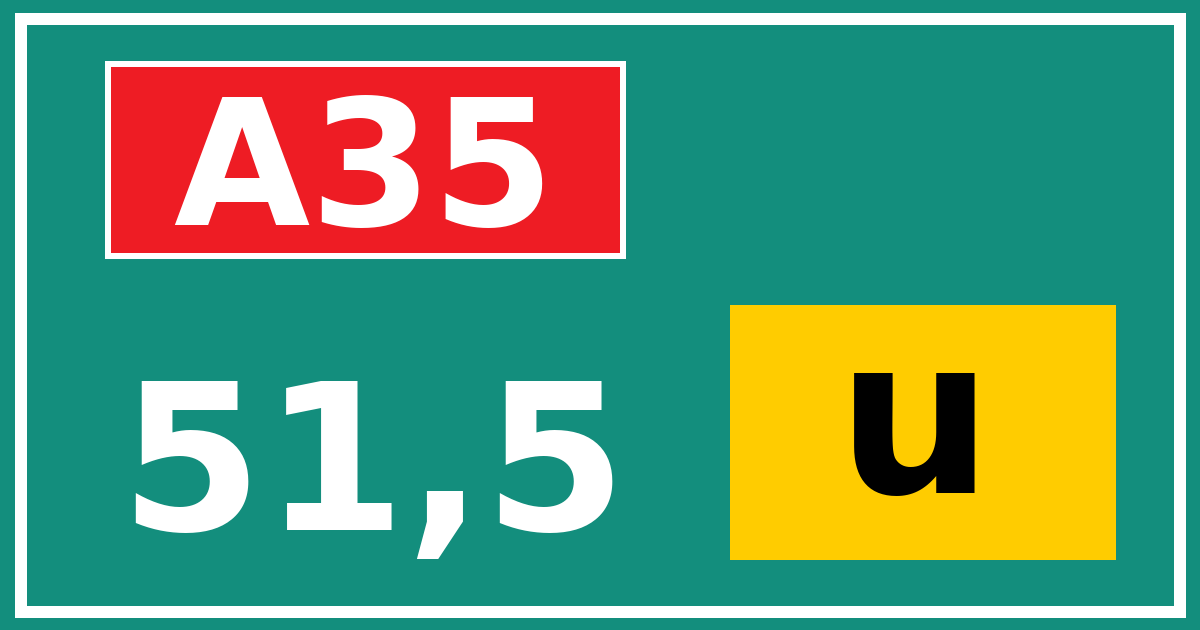Hectometerbord A35 51,5 letter u