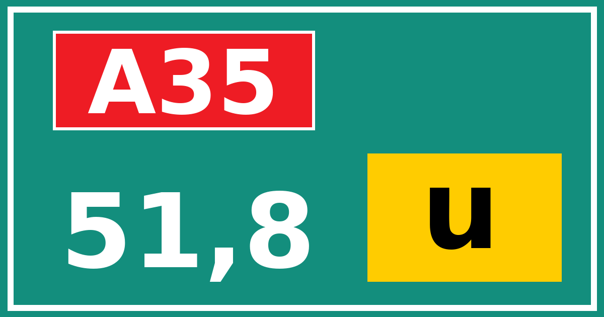 Hectometerbord A35 51,8 letter u