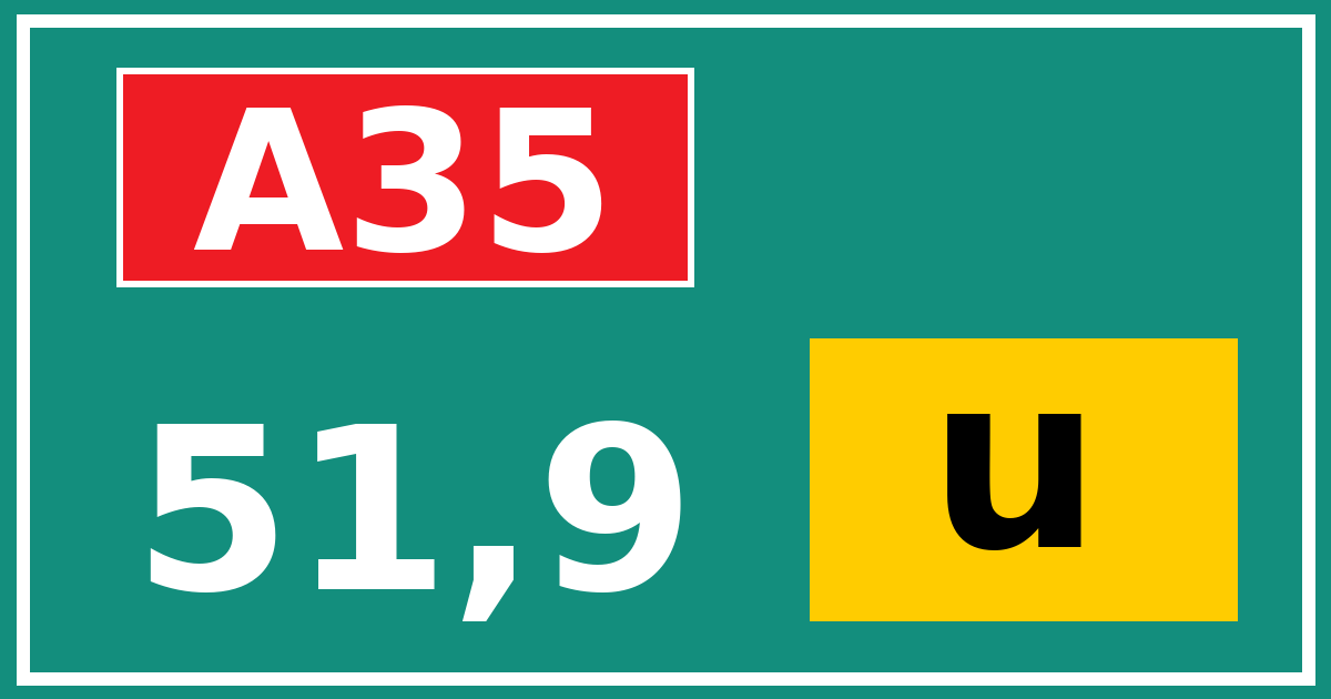Hectometerbord A35 51,9 letter u